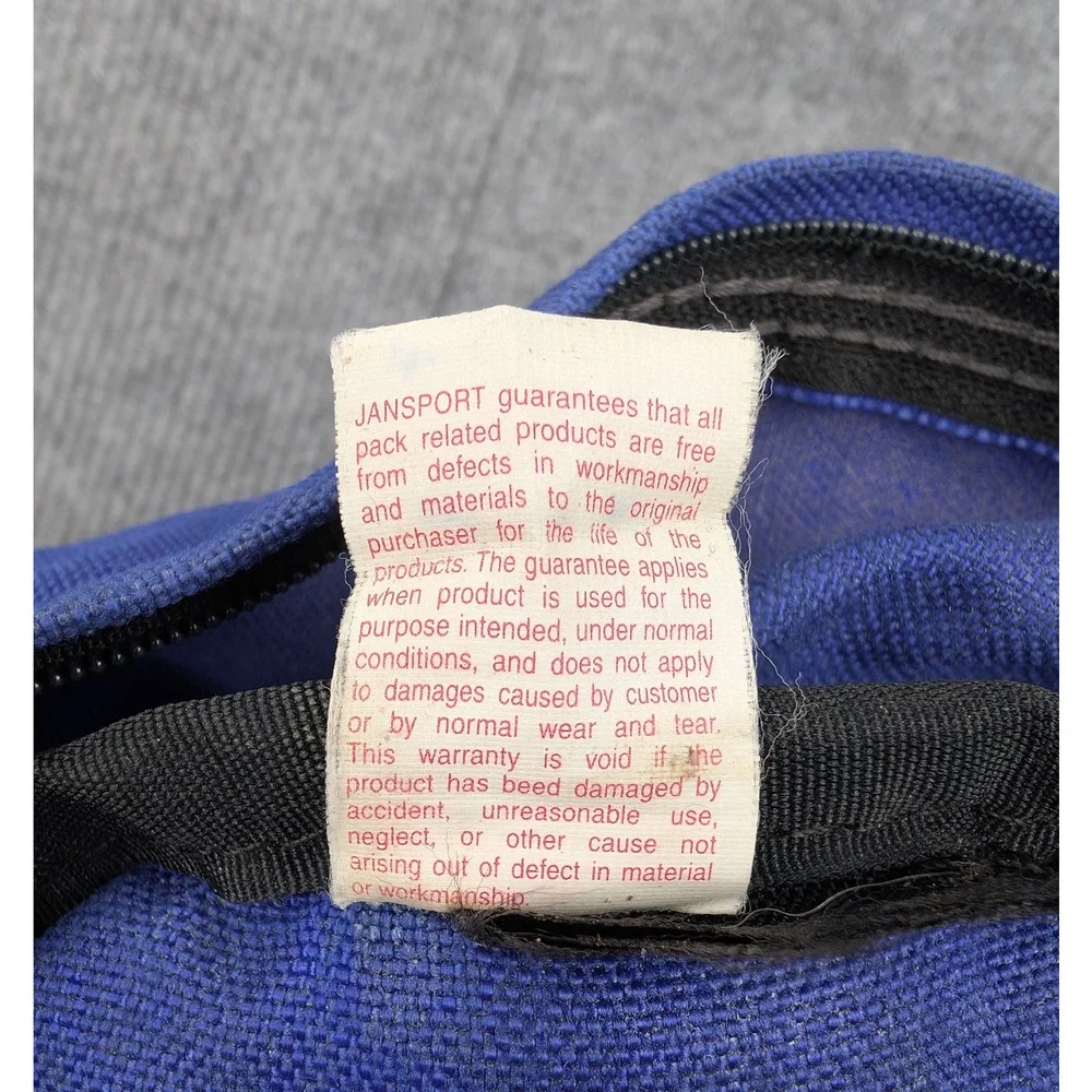 Vintage Jansport Backpack USA Made Blue 90s 1994 School Canvas Book Bag Zip